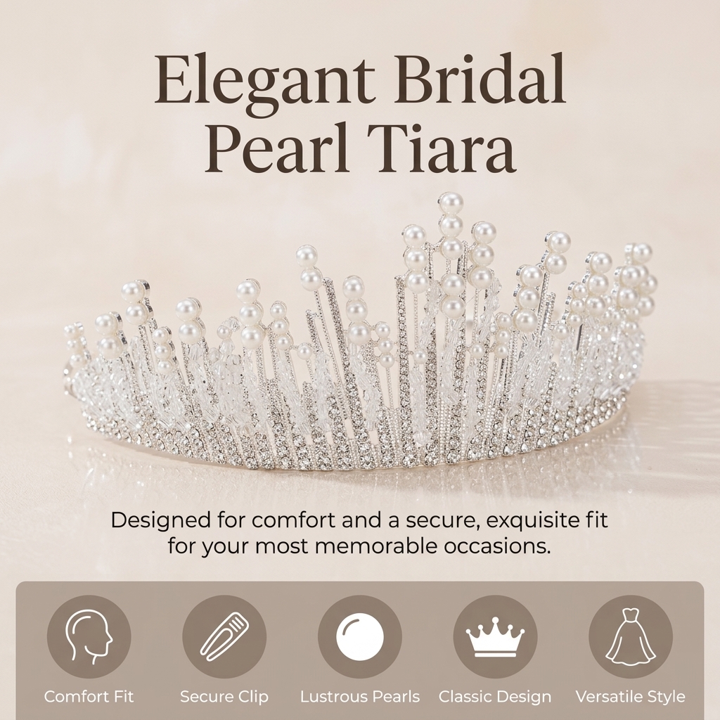 Bridal Pearl Crown Headpiece E - Event & Party Supply Photos avis et prix
