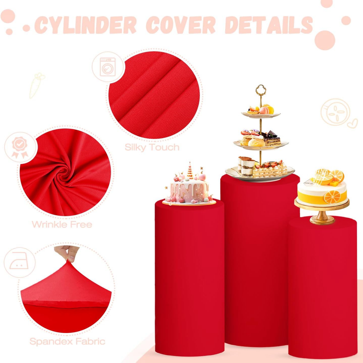 Yeele Red Cylinder Stand Cover - Dessert Table Backdrop avis et prix