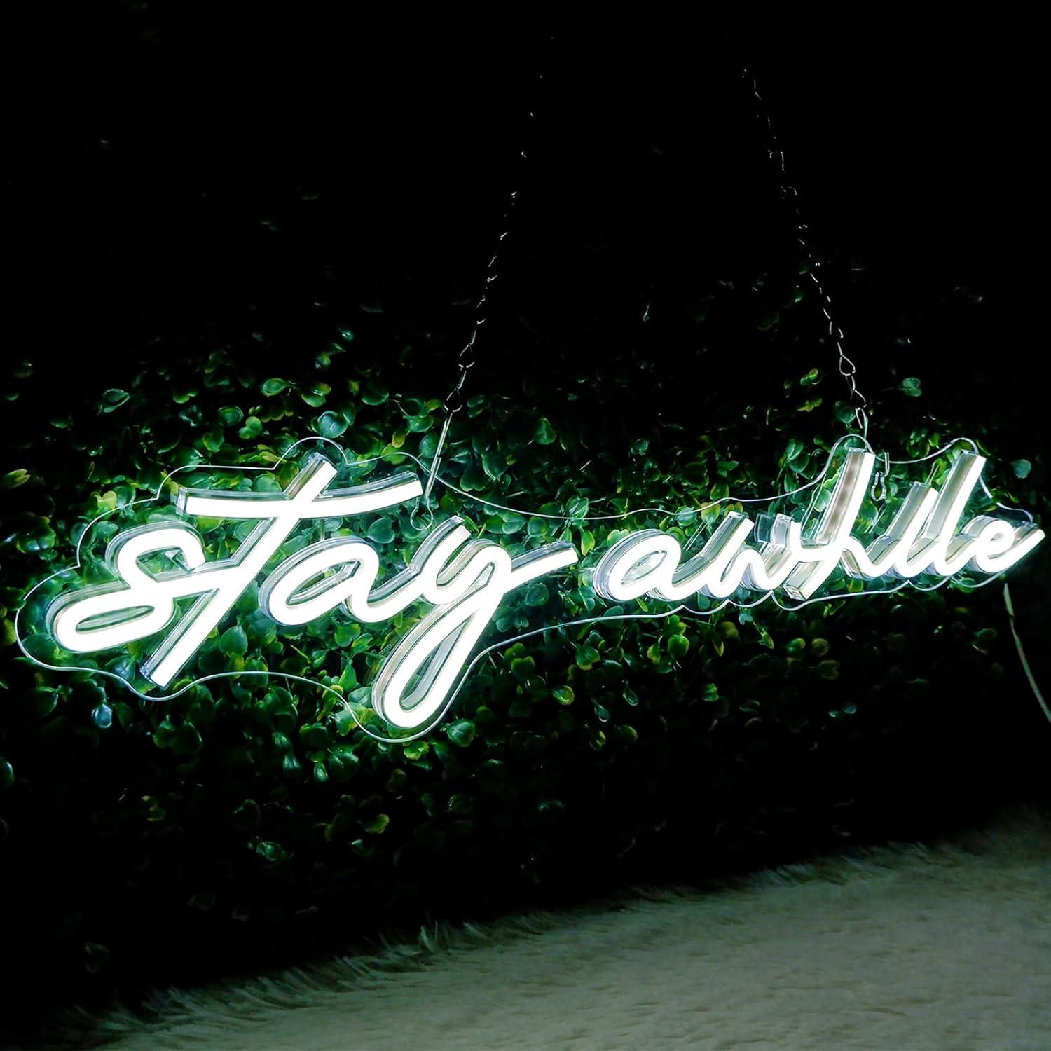 Stay Awhile Neon Signs USB Dim - Neon Sign Party avis et prix