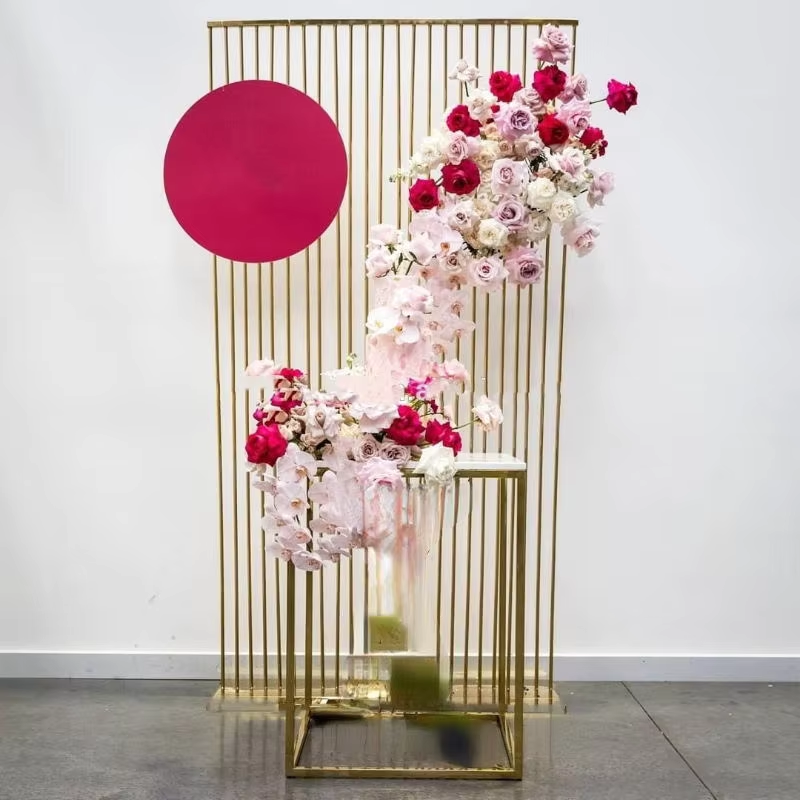 Shiny Gold Metal Frame Flower  - Dessert Table Backdrop avis et prix