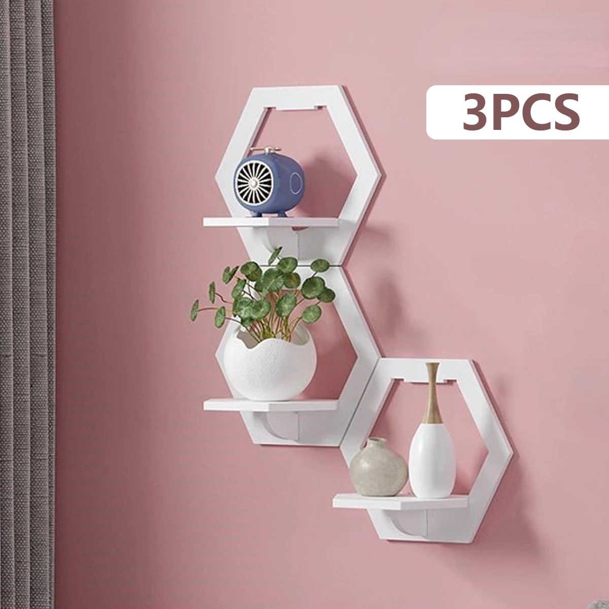 3Pcs Hexagon Wall Shelf Punch  - Flower Wall Panel avis et prix