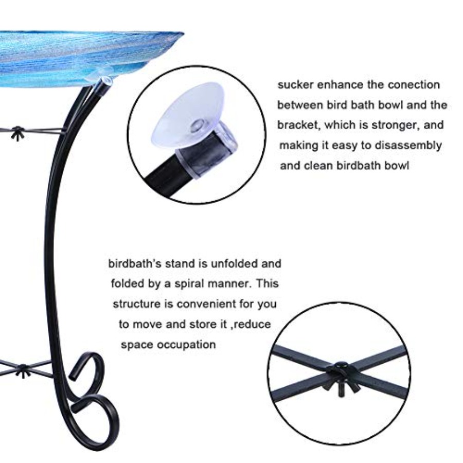 MUMTOP Outdoor Glass Birdbath  - Event Support avis et prix