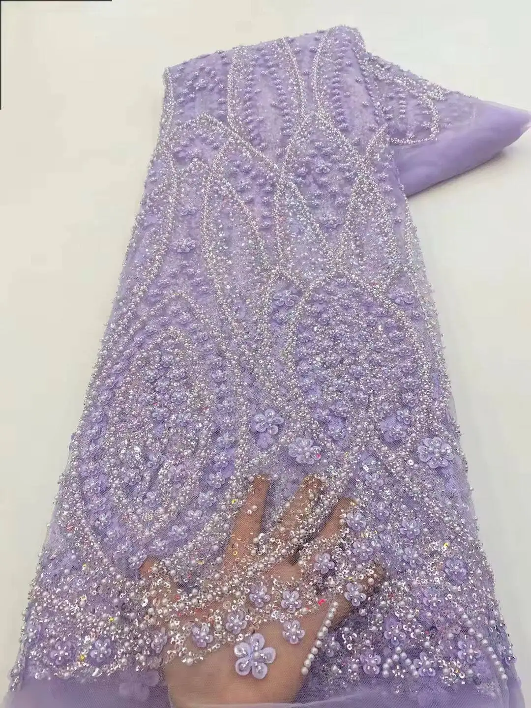 Sky Blue African Beaded Tulle  - Glitter Tablecloth avis et prix