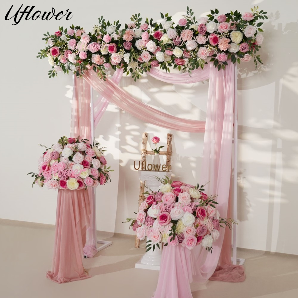 Uflower Pink Rose Greenery Han - Flower Wall Panel avis et prix