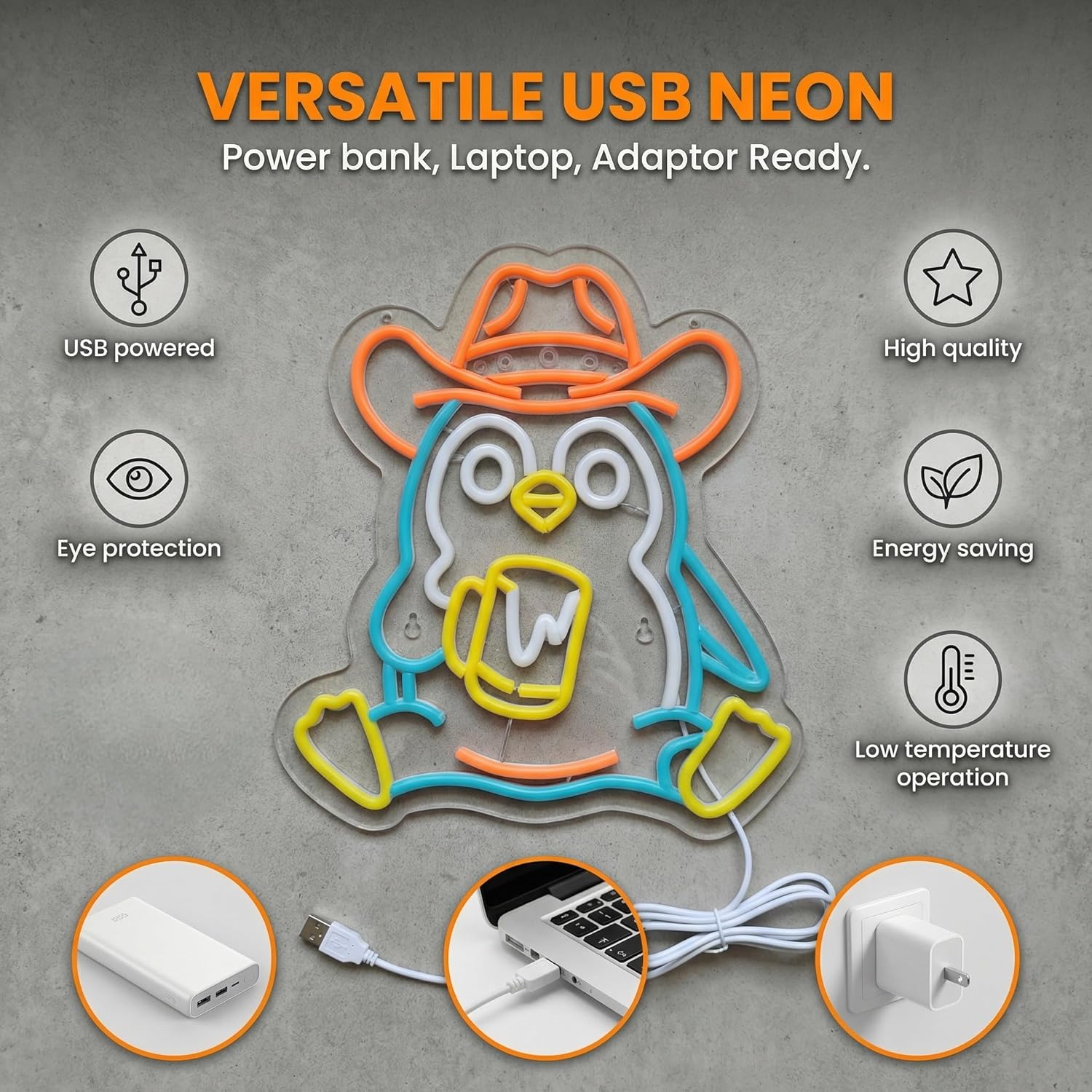 Penguin Neon Sign USB Powered  - Neon Sign Party avis et prix