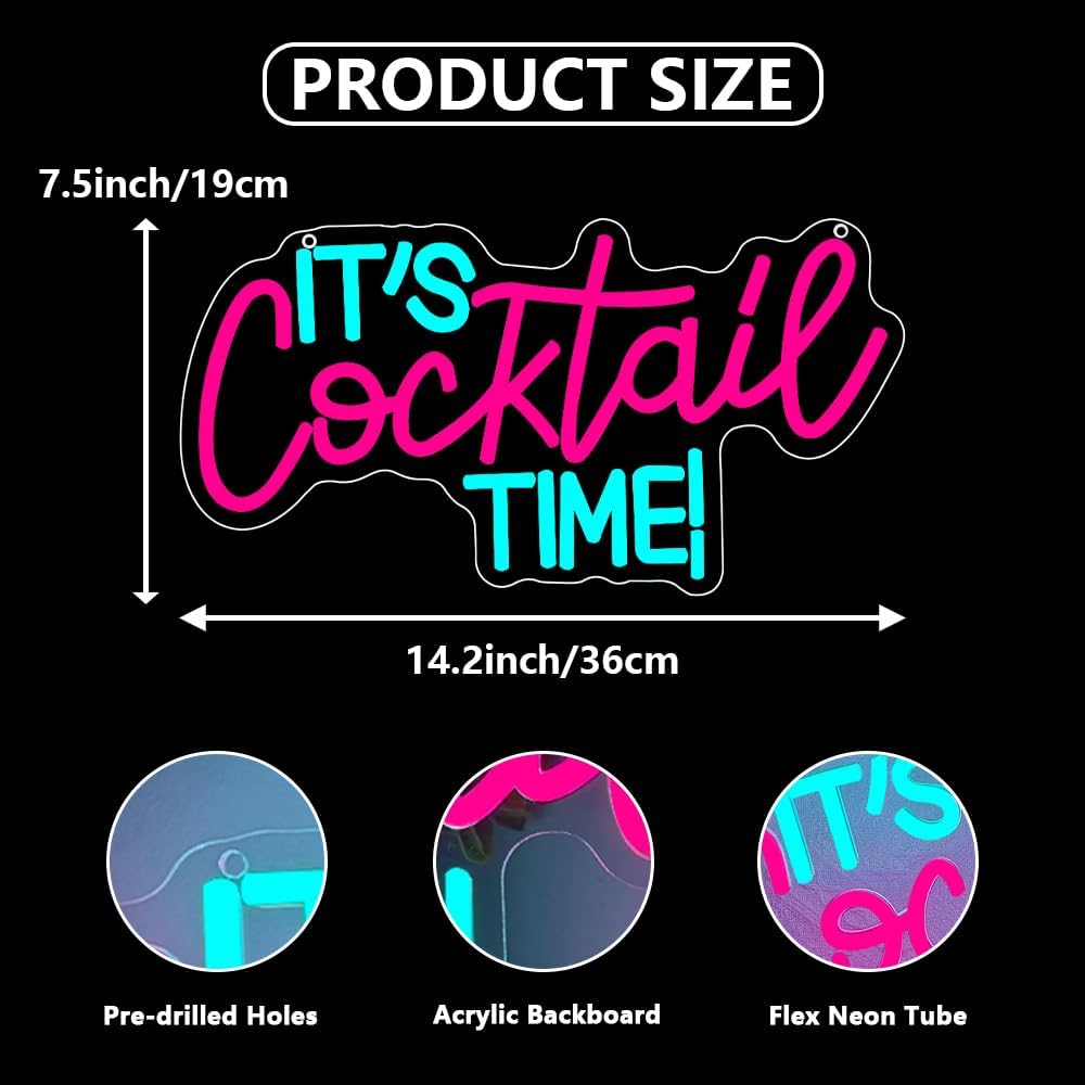 Cocktails Neon Sign USB Powere - Neon Sign Party avis et prix