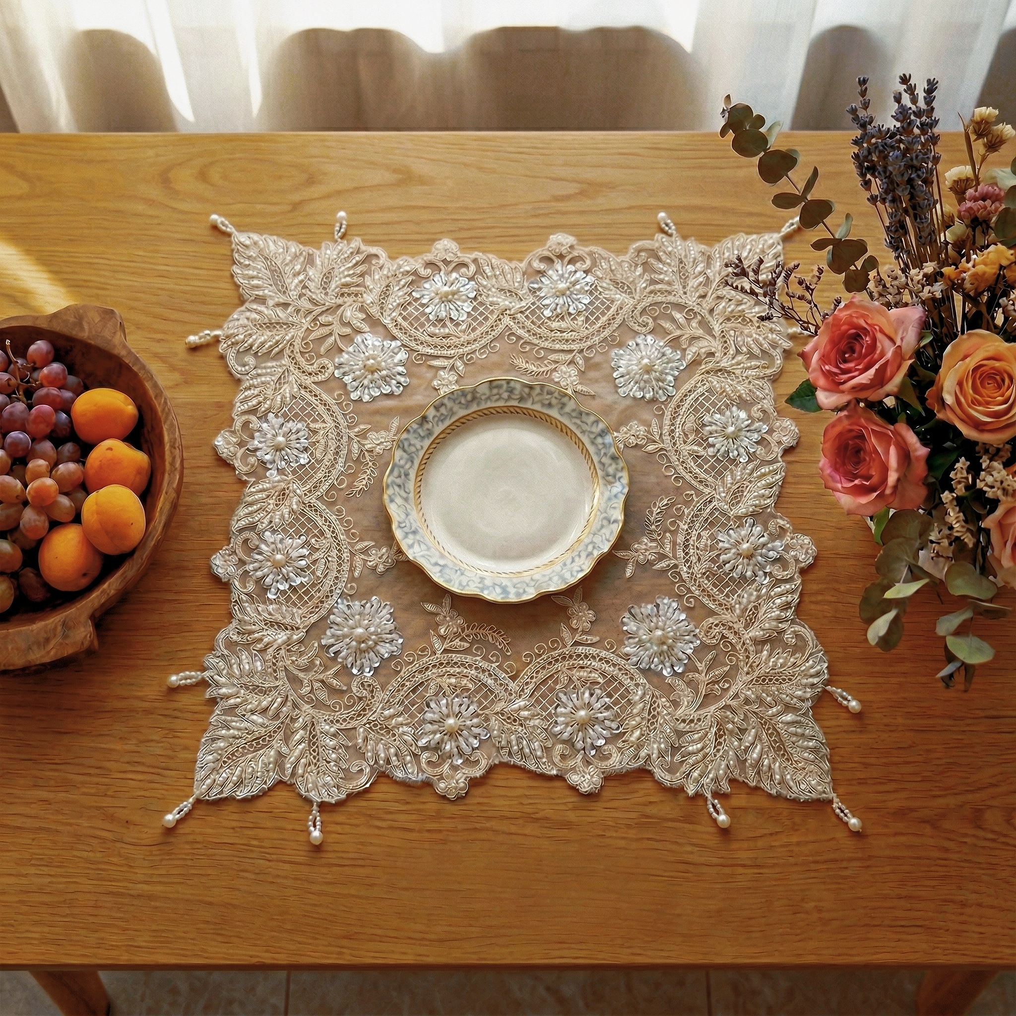2pcs Leaf Shape Placemats Set  - Glitter Tablecloth avis et prix