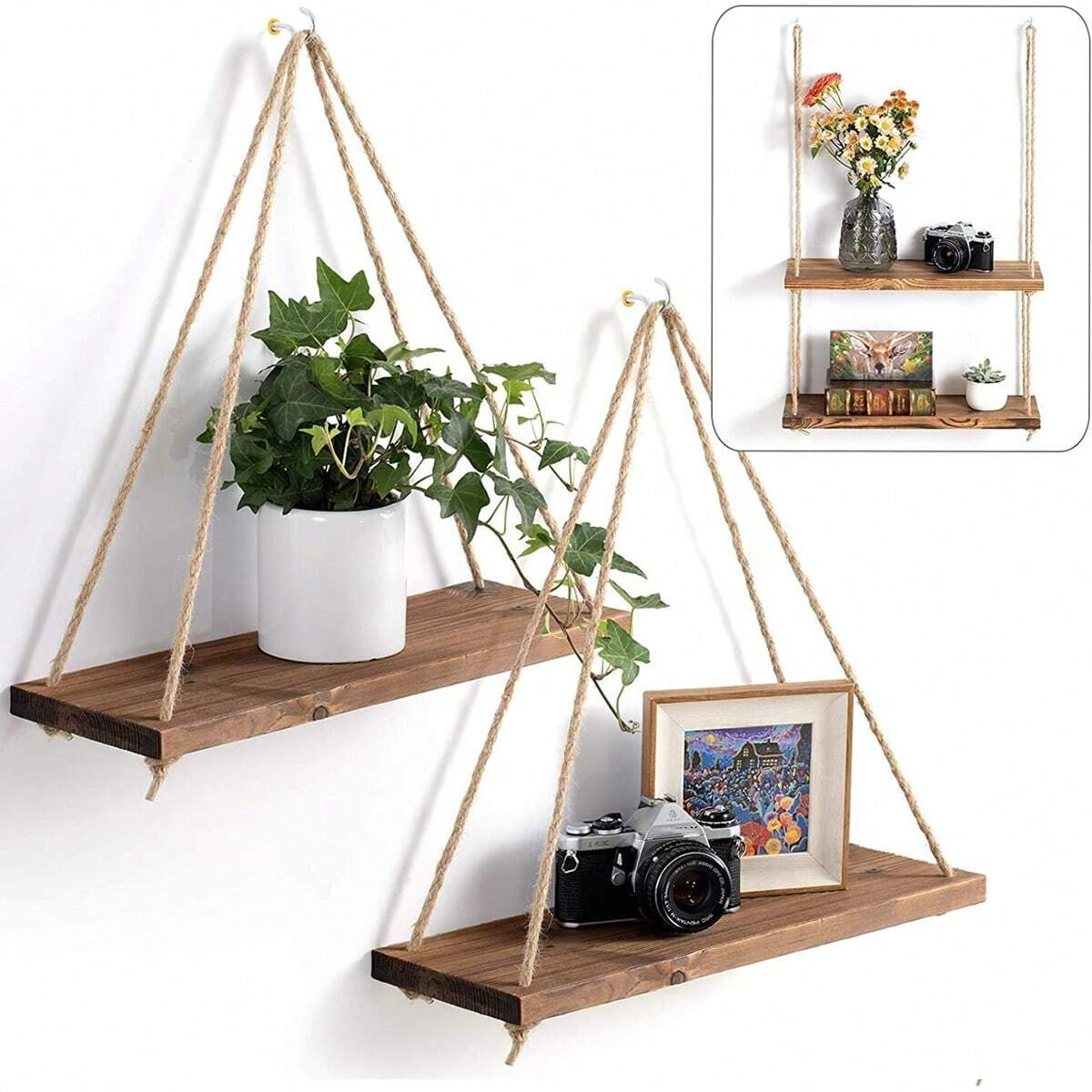 1PC Wooden Swing Hanging Hemp  - Flower Wall Panel avis et prix