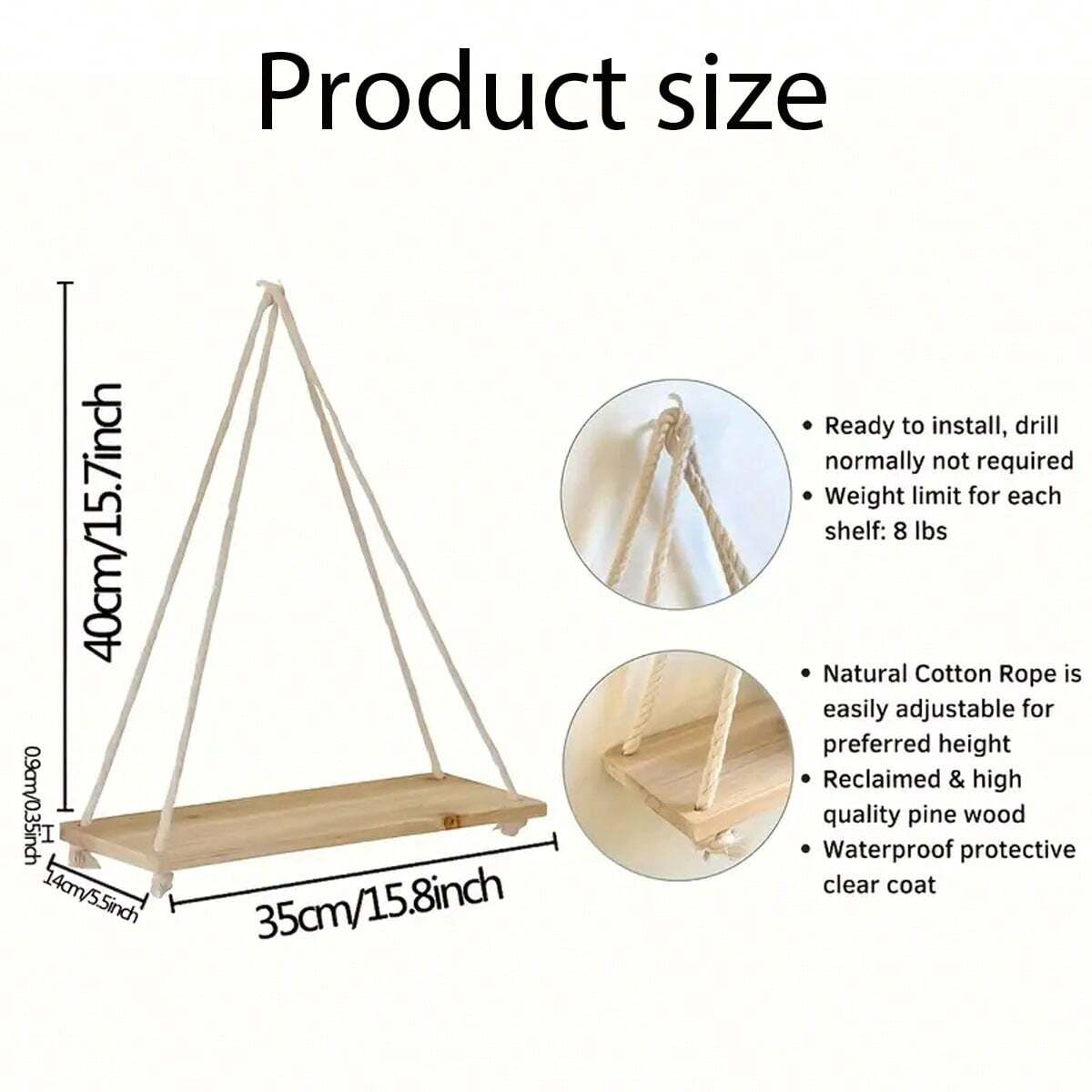 1PC Wooden Swing Hanging Hemp  - Flower Wall Panel avis et prix