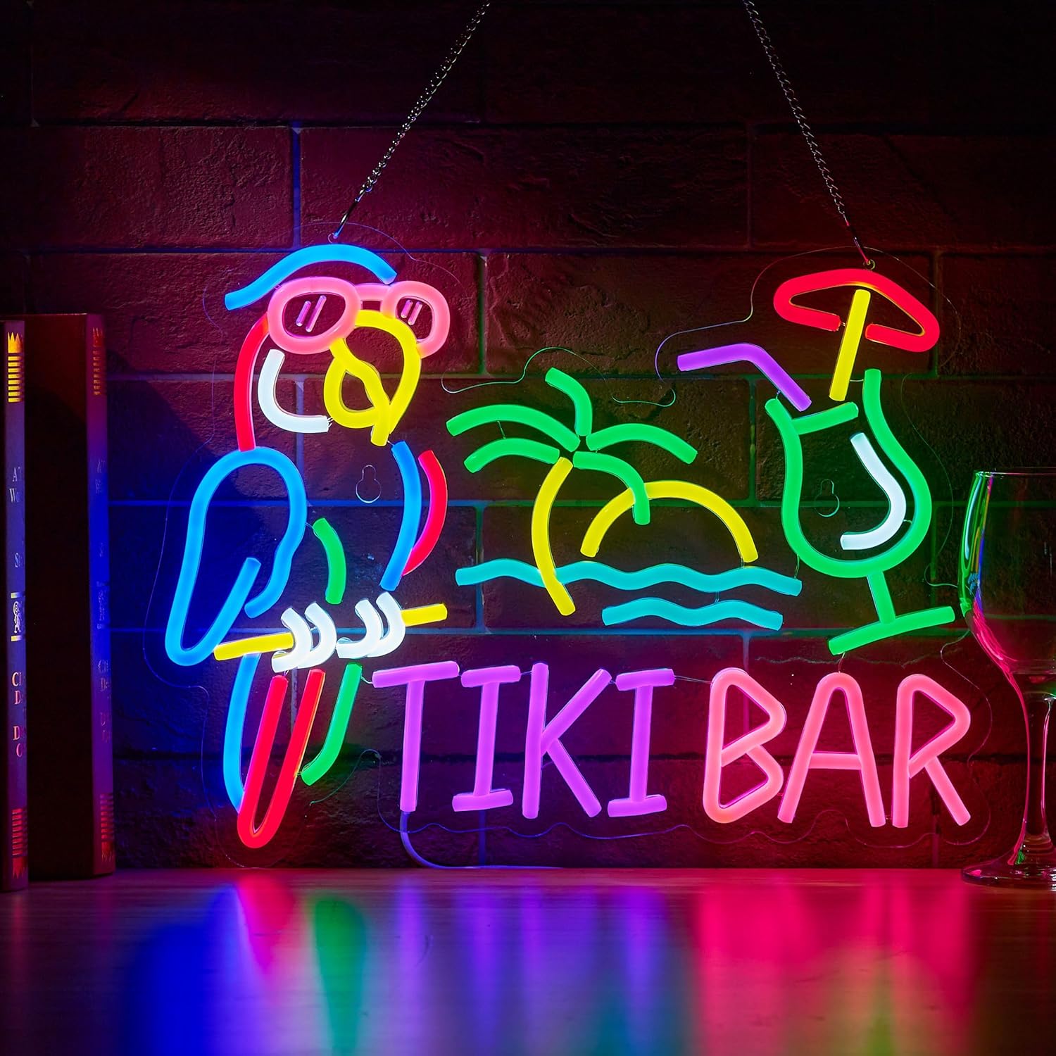 Tiki Bar Parrot Palm Tree Neon - Neon Sign Party avis et prix