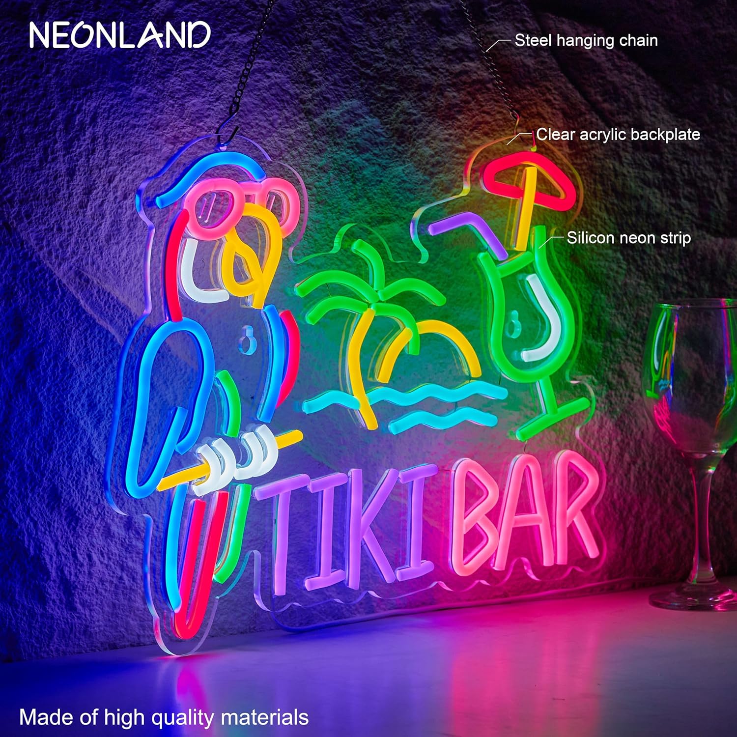 Tiki Bar Parrot Palm Tree Neon - Neon Sign Party avis et prix