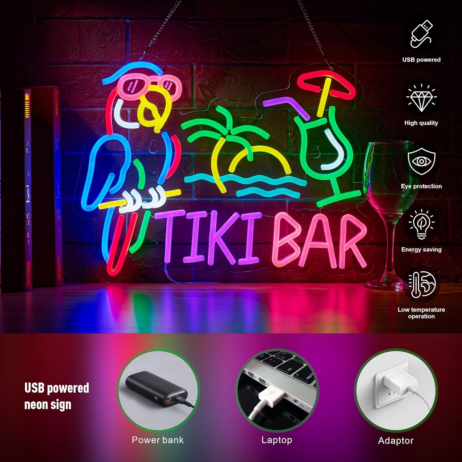 Tiki Bar Parrot Palm Tree Neon - Neon Sign Party avis et prix