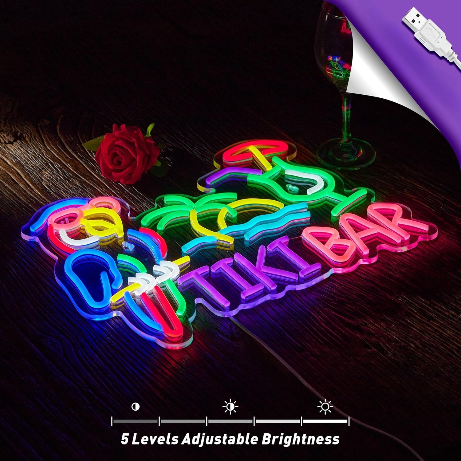 Tiki Bar Parrot Palm Tree Neon - Neon Sign Party avis et prix