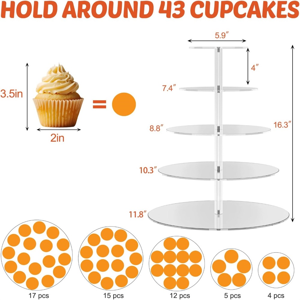 1pack 3/4/5 Tier Acrylic Round - Cupcake Stand Tier avis et prix