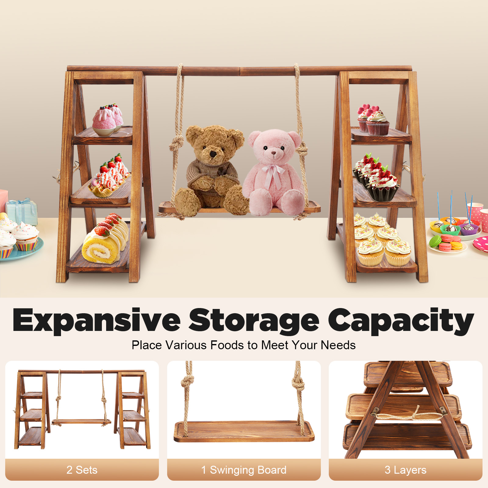 Wooden 3 Tier Cupcake Stand wi - Cupcake Stand Tier avis et prix