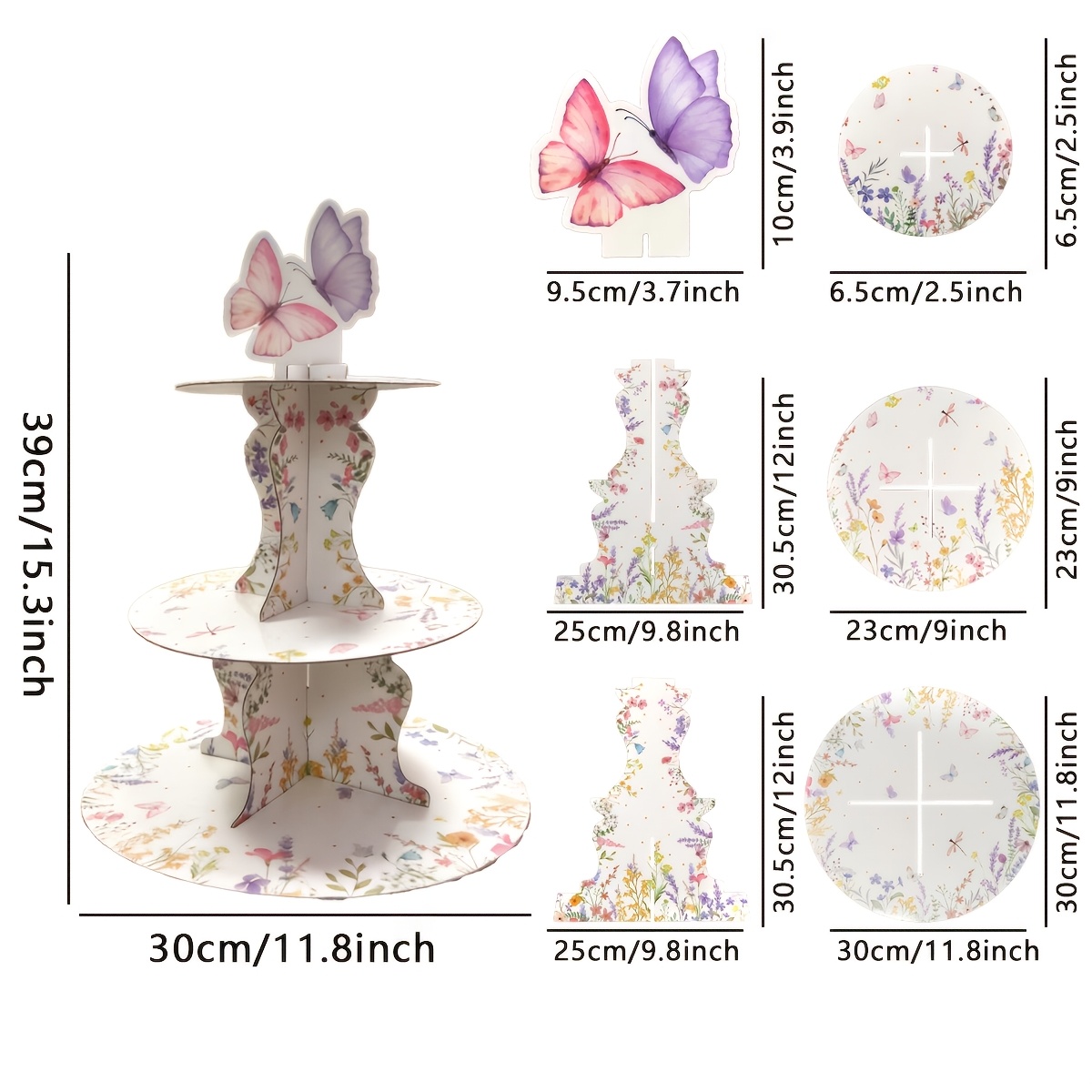 3-Tier Wildflower Butterfly Ca - Cupcake Stand Tier avis et prix