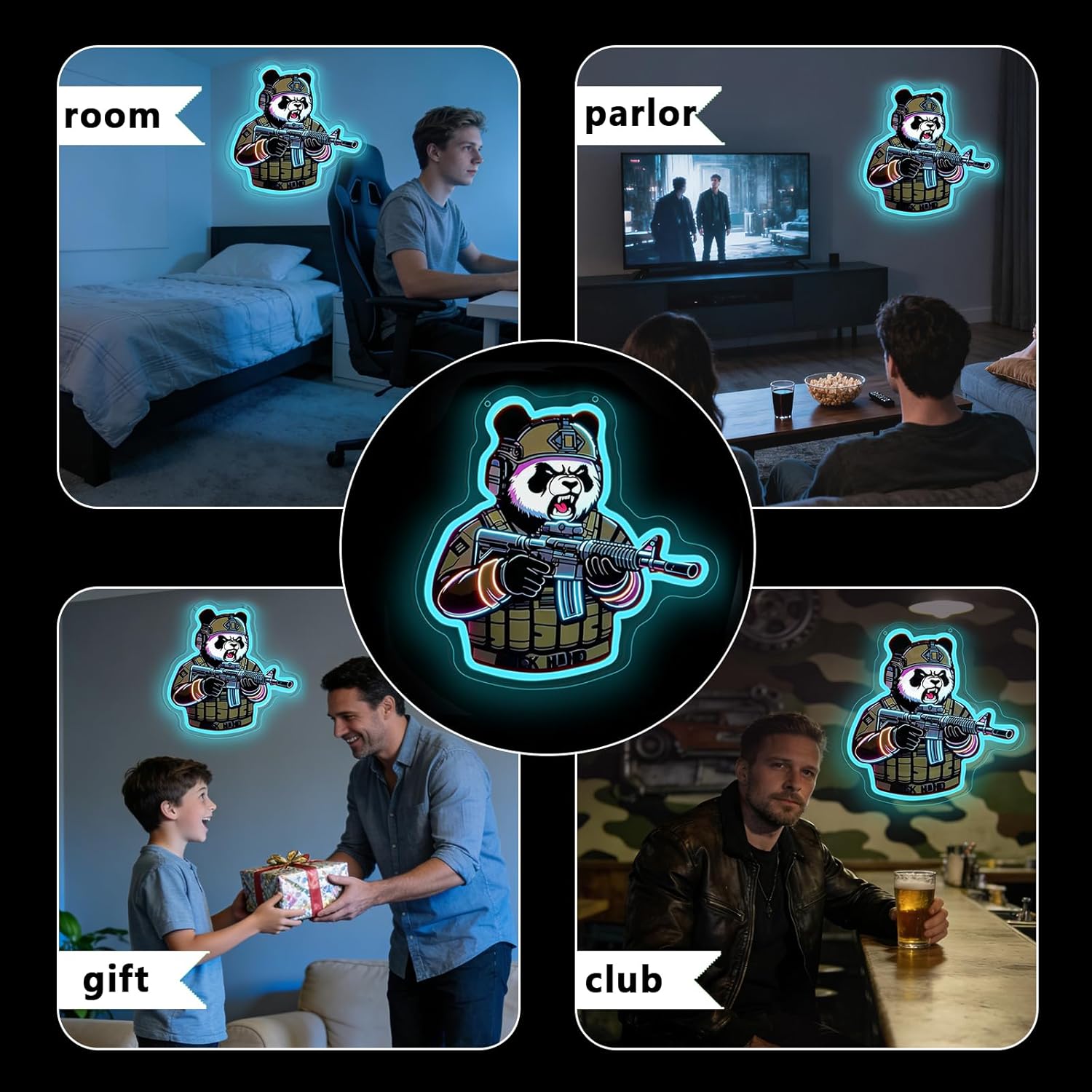 Tactical Panda Neon Sign USB P - Neon Sign Party avis et prix