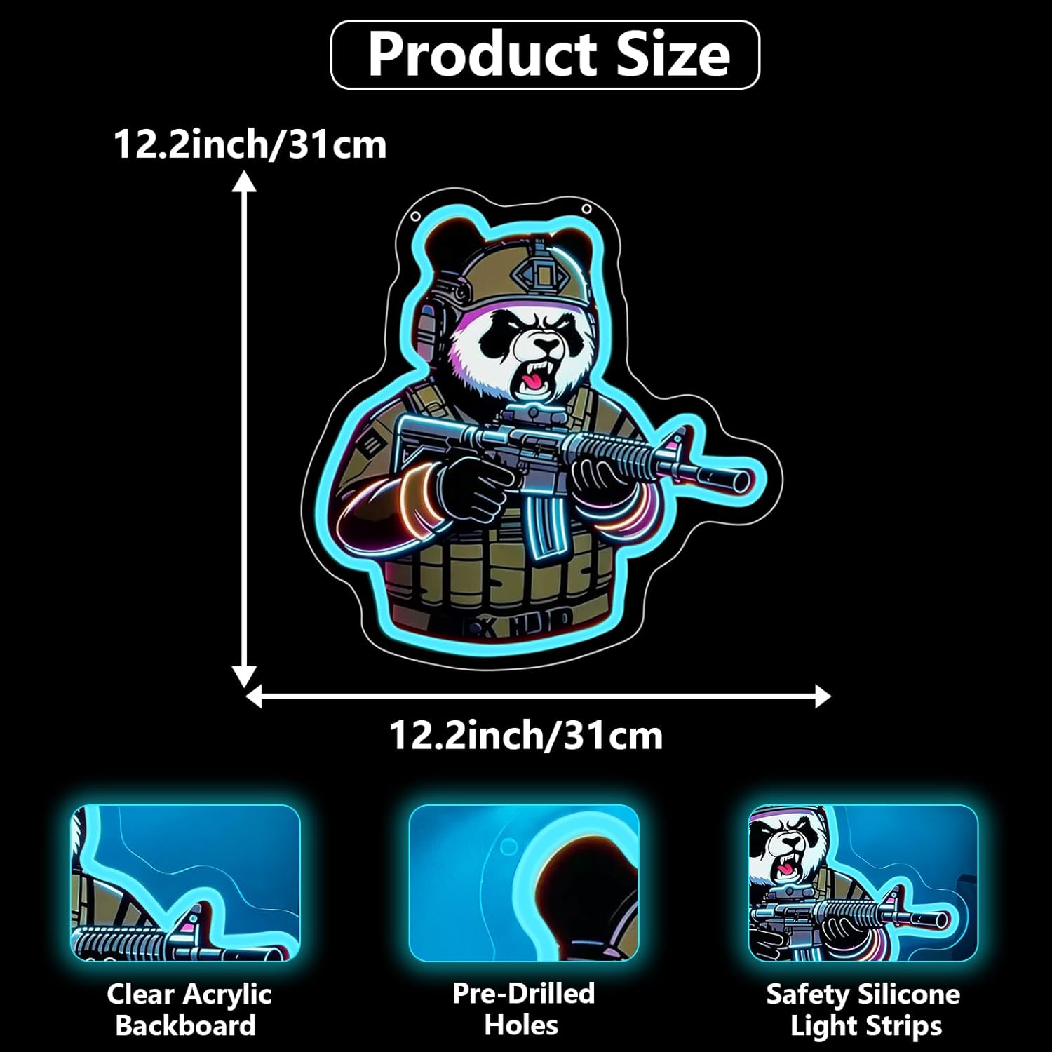 Tactical Panda Neon Sign USB P - Neon Sign Party avis et prix