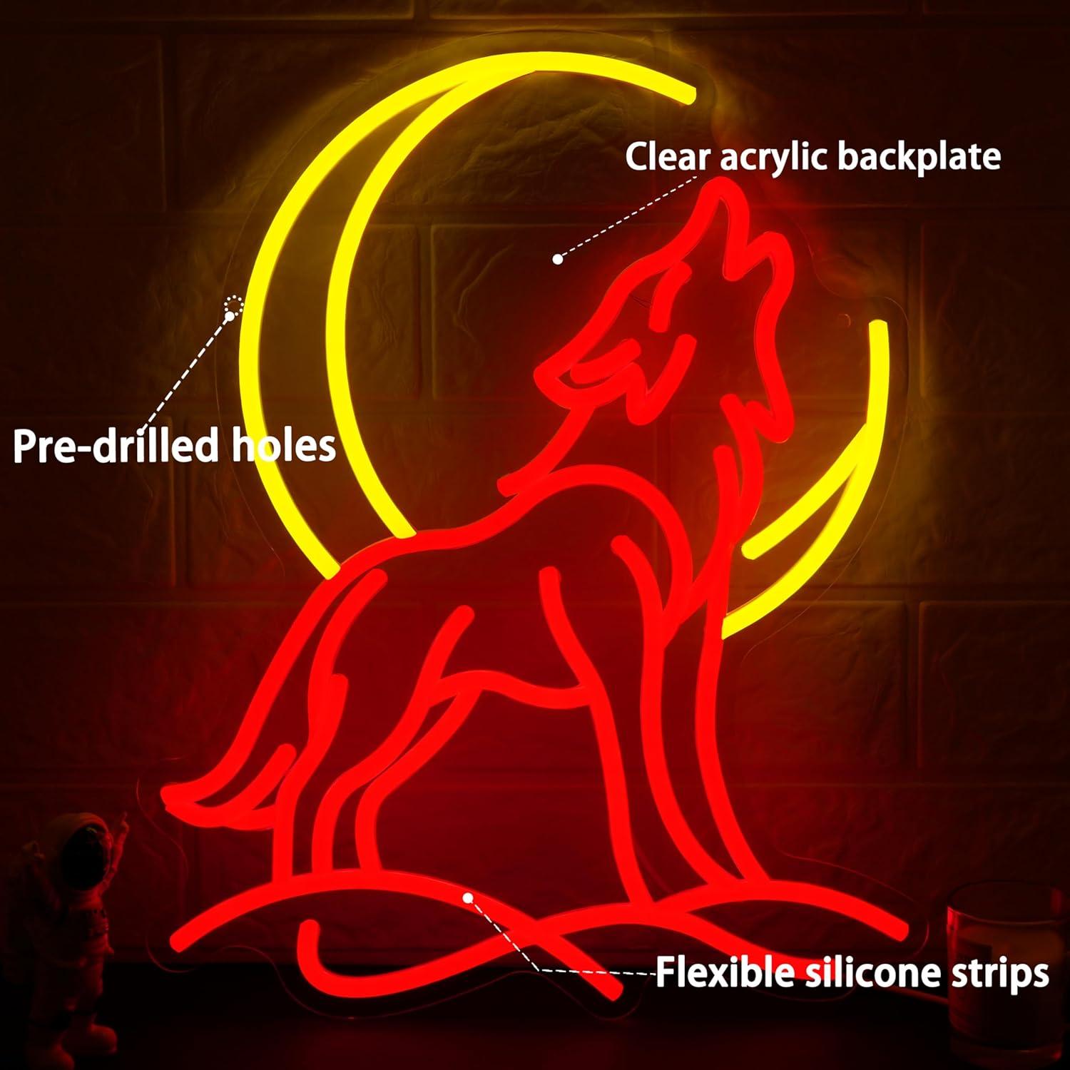 Howling Wolf Neon Sign Dimmabl - Neon Sign Party avis et prix